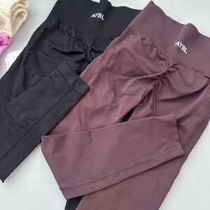 AYBL Black and Dark Purple Scrunch Leggings